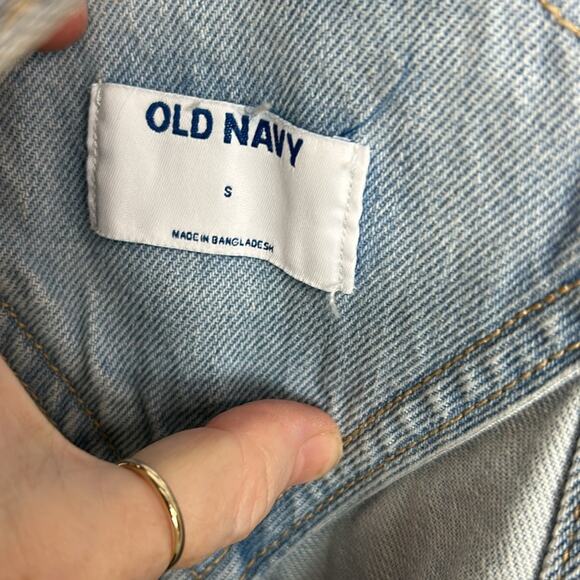 Old Navy Denim Overalls Women’s Small Slouchy Straight Cut Off Blue Jean Bleach - Picture 6 of 7
